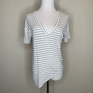 Windsor Soft Flowy Striped V Neck Top Oversized Small